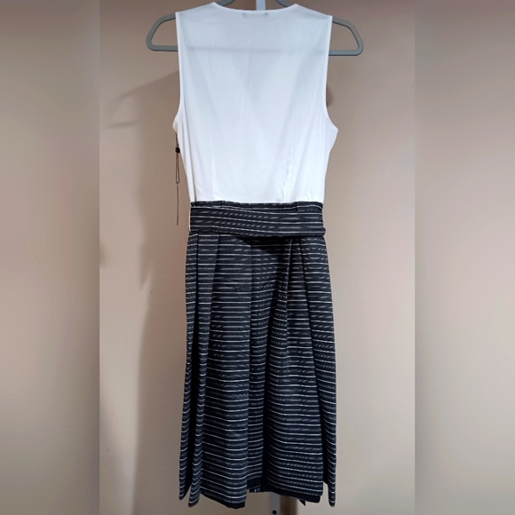 Tommy Hilfiger Women's (Size 6) White & Black Sleeveless Midi Wrap Dress (NWT) - Picture 4 of 15